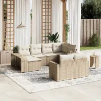Prolenta Maison Exclusive: Juego de jardín de 10 piezas con cojines, color beige, fabricado en polirratán
