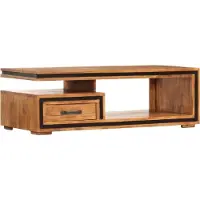 Syfax Mesa de centro de madera maciza de acacia 100x45x33 cm
