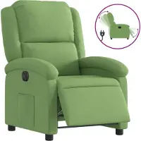 Syfax Sillón reclinable eléctrico de terciopelo verde claro