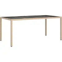 Syfax Mesa de Jardín Beige 190 x 90 x 75 cm ratán sintético