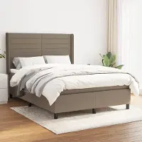 Prolenta Maison Exclusive: Base de cama con somier y colchón, color taupe, 140x200 cm, tapizado en tela