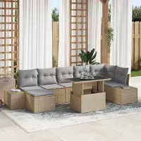Prolenta Maison Exclusive - Juego de sofá de jardín de 8 piezas. Ratán sintético en color beige y gris claro