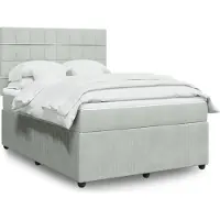 Prolenta Maison Exclusive - Base de cama con somier y colchón, color gris claro, 140x200 cm, tapizada en terciopelo