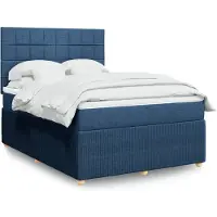 Prolenta Maison Exclusive: Base de cama con somier y colchón, color azul, 140x190 cm, tapizado en tela