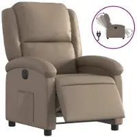Syfax Sillón reclinable eléctrico, color cappuccino, tapizado en cuero sintético
