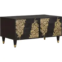 Syfax Mesa de Café Negro 80 x 50 x 40 cm Madera de mango maciza