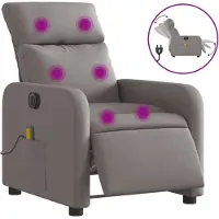 Syfax Sillón reclinable de masaje eléctrico tela gris taupe