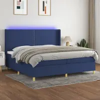 Prolenta Maison Exclusive: Base de cama con somier, colchón y luces LED, color azul, 200x200 cm, tapizada en tela