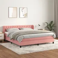 Prolenta Maison Exclusive - Base de cama con somier y colchón, color rosa, 180x200 cm, tapizada en terciopelo