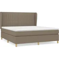 Syfax Cama box spring con colchón tela gris taupe 160x200 cm
