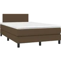 Syfax Cama box spring con colchón tela marrón oscuro 120x200 cm