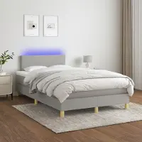Prolenta Maison Exclusive: Base de cama con somier, colchón y luz LED, color gris claro, 120x200 cm, material: textil