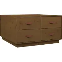 Syfax Mesa de centro madera maciza de pino marrón miel 80x80x45 cm