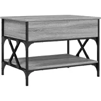 Syfax Mesa de centro madera ingeniería metal gris Sonoma 70x50x50 cm