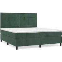 Syfax Cama box spring con colchón terciopelo verde oscuro 180x200 cm