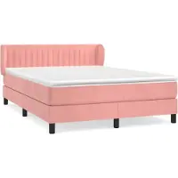 Syfax Cama box spring con colchón terciopelo rosa 140x190 cm