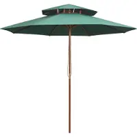 Syfax Sombrilla de dos pisos con palo de madera verde 270x270 cm