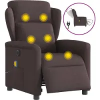 Syfax Sillón reclinable de masaje eléctrico tela marrón oscuro
