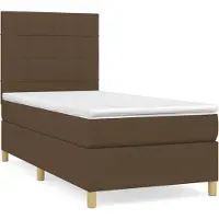 Syfax Cama box spring con colchón tela marrón oscuro 90x190 cm