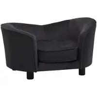 Syfax Sofá para perros felpa y cuero sintético negro 69x49x40 cm