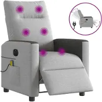 Syfax Sillón reclinable de masaje eléctrico tela gris nube