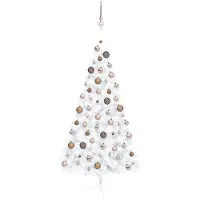 The Living Store : Árbol de Navidad artificial, iluminación, adornos esféricos, color blanco, 150 cm