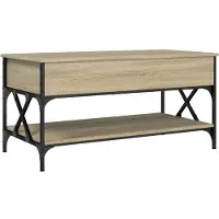 Syfax Mesa de centro madera ingeniería metal roble Sonoma 100x50x50cm