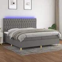 Prolenta Maison Exclusive: Base de cama con somier, colchón y luces LED, color gris oscuro, 200x200 cm, material: textil