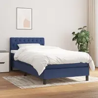Prolenta Maison Exclusive: Base de cama con somier y colchón, color azul, 100x200 cm, tapizada