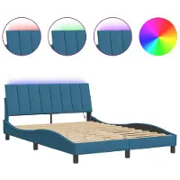 Syfax Estructura de cama con LED sin colchón Hanko terciopelo azul 120x200 cm
