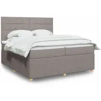 Prolenta Maison Exclusive: Base de cama con somier y colchón color taupe, 200x200 cm, de tejido