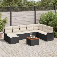 Prolenta Maison Exclusive - Juego de sofá de jardín de 9 piezas, color y crema, fabricado en ratán sintético
