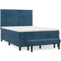 Syfax Cama box spring con colchón terciopelo azul oscuro 140x200 cm