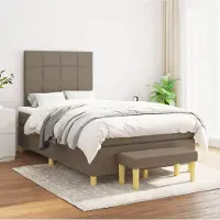 Prolenta Maison Exclusive: Base de cama con somier y colchón color taupe, 120x200 cm, tejido