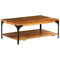 Syfax Mesa de centro con estante madera maciza reciclada 100x60x35 cm