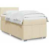 Prolenta Maison Exclusive: Base de cama con somier y colchón, color crema, 80x200 cm, tapizado en tela