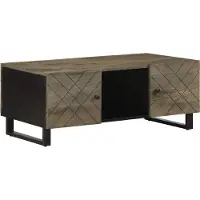 Syfax Mesa de centro madera maciza de mango negra 100x54x40 cm