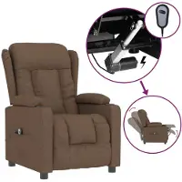 Syfax Sillón reclinable eléctrico de tela marrón