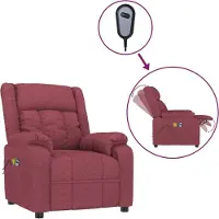 Syfax Sillón de masaje eléctrico tela rojo tinto