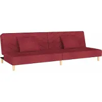 Syfax Sofá cama de 2 plazas con 2 cojines, color burdeos, tapizado en tela