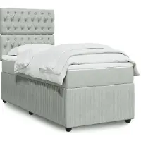 Prolenta Maison Exclusive: Base de cama con somier y colchón, color gris claro, 80 x 200 cm, tapizada en terciopelo