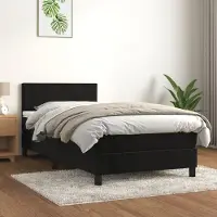 Prolenta Maison Exclusive: Base de cama con somier y colchón, color , 80 x 200 cm, tapizada en terciopelo