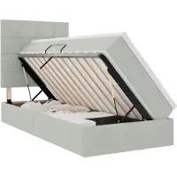 Syfax Cama con almacenamiento y colchón Gris Claro 100 x 200 cm