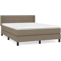 Syfax Cama box spring con colchón tela gris taupe 140x200 cm