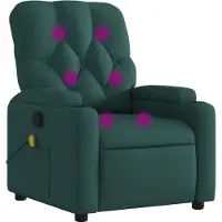 Syfax Sillón reclinable de masaje con tela verde oscuro