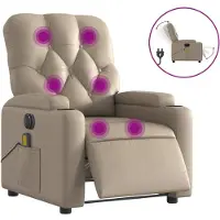 Syfax Sillón reclinable de masaje eléctrico cuero sintético capuchino