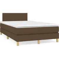 Syfax Cama box spring con colchón tela marrón oscuro 120x200 cm