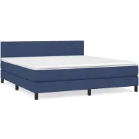 Syfax Cama box spring con colchón tela azul 160x200 cm