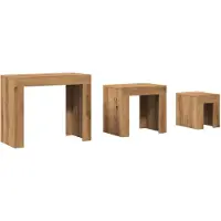 Syfax Mesas de centro apilables 3 uds madera ingeniería roble artisan