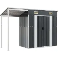Syfax Cobertizo jardín tejado largo acero antracita 277x107x181 cm